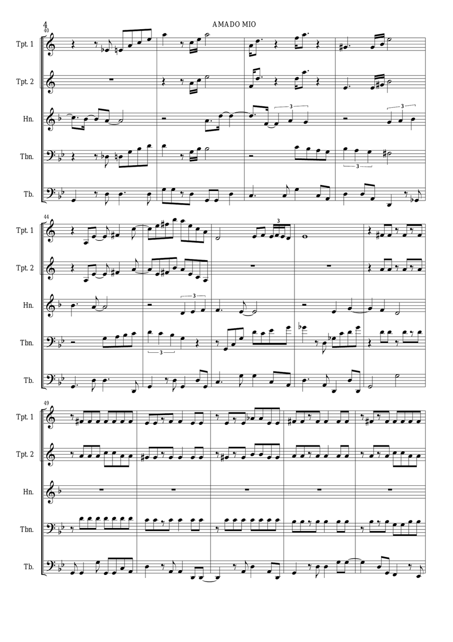 Amado Mio Amado Mio Brass Ensemble scores gallery preview page 6