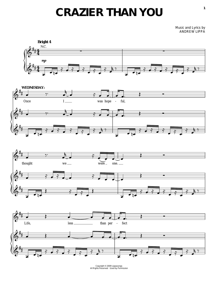 Crazier Than You Crazier Than You Piano, Vocal, Guitar scores gallery preview page 1