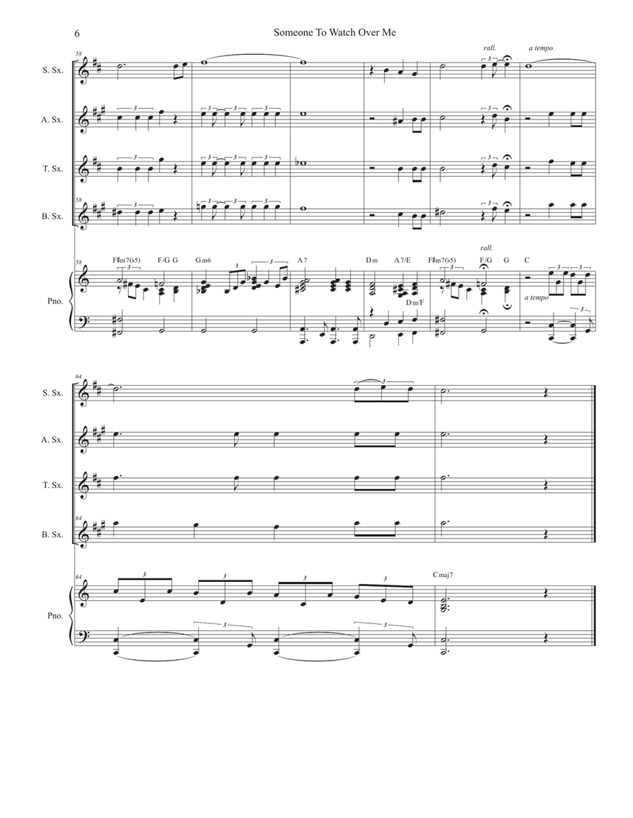 Someone To Watch Over Me Saxophone Quartet scores gallery preview page 6