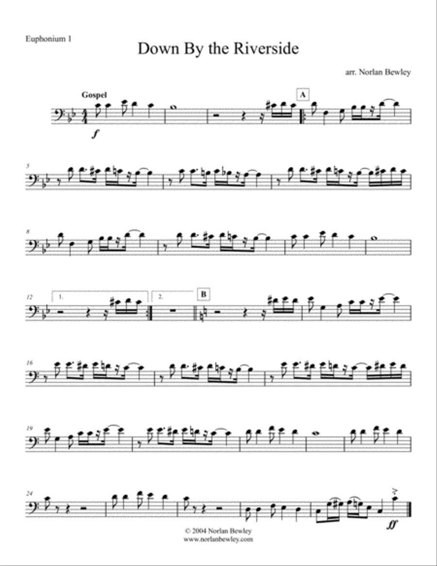 Down By The Riverside - Tuba/Euphonium Quartet Brass Ensemble scores gallery preview page 3