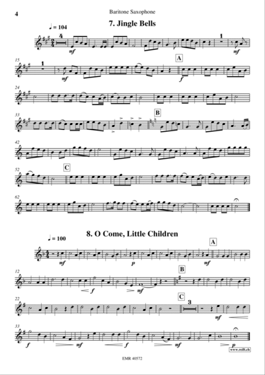 18 Christmas Songs Baritone Saxophone scores gallery preview page 5
