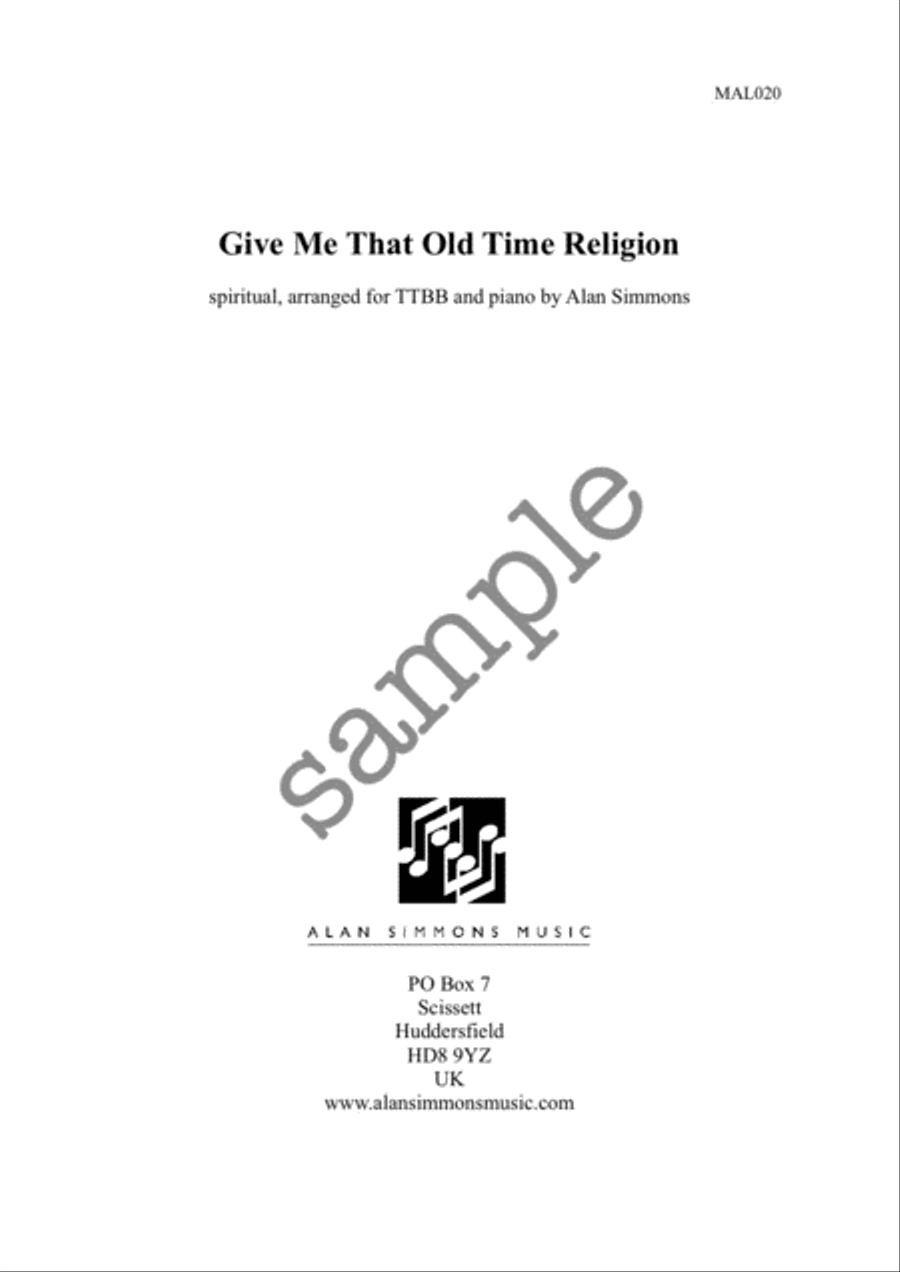 Give Me That Old Time Religion TTBB scores gallery preview page 1