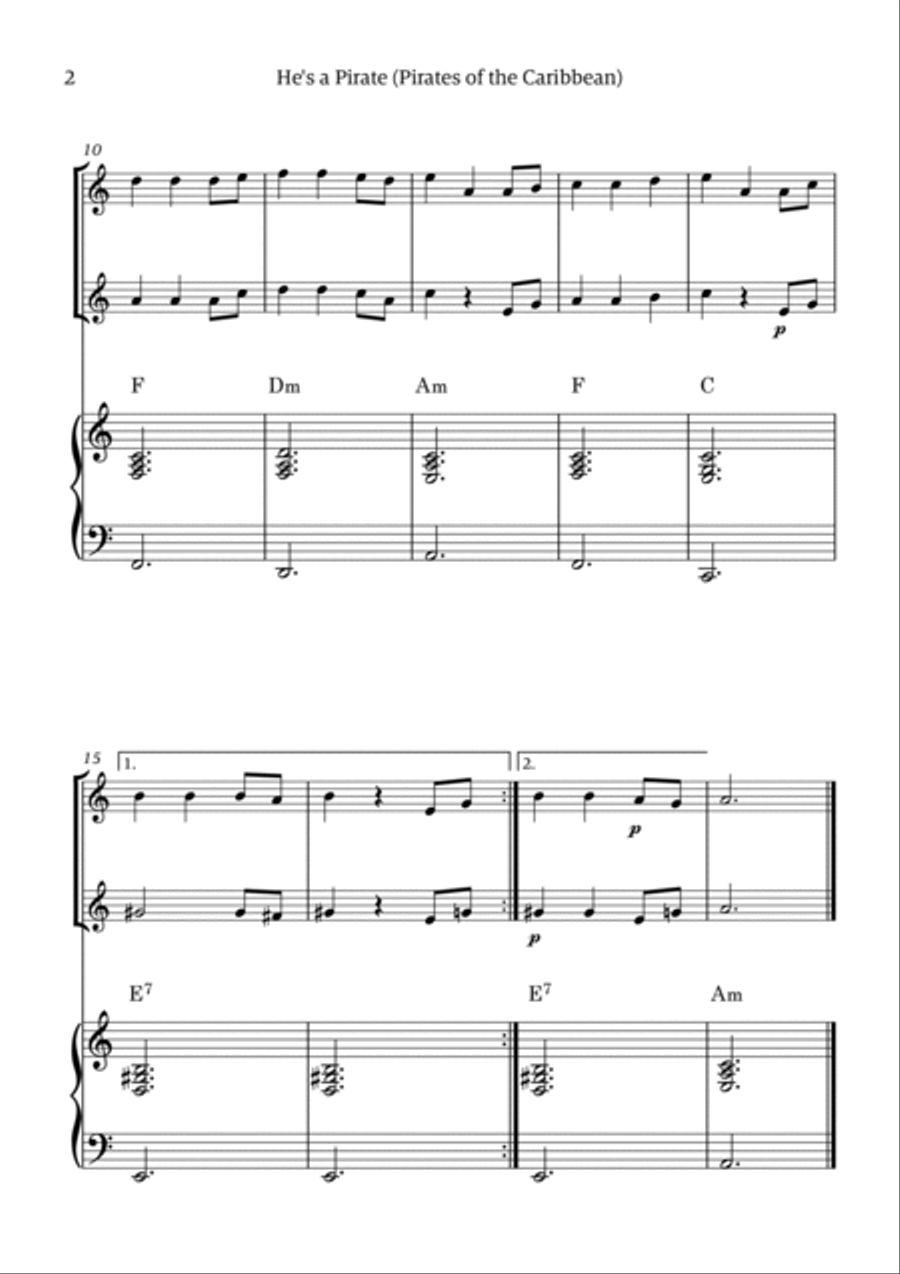 He's A Pirate Woodwind Duet scores gallery preview page 2