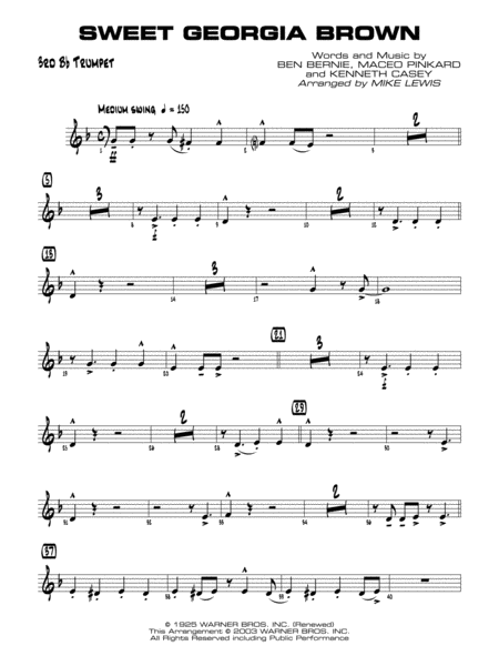 Sweet Georgia Brown: 3rd B-flat Trumpet by Ben Bernie Jazz Ensemble - Digital Sheet Music