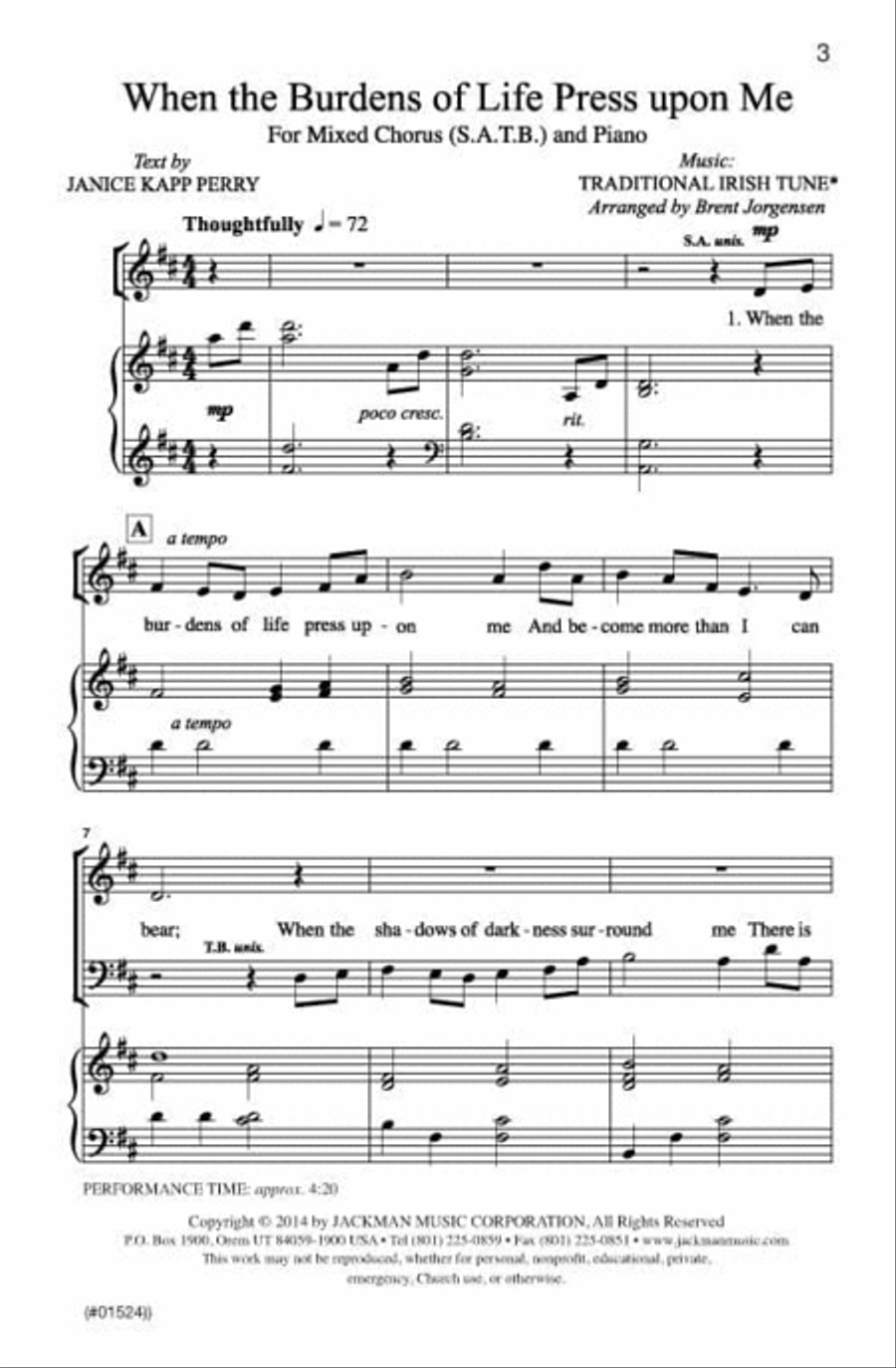 When the Burdens of Life Press Upon Me – SATB 4-Part scores gallery preview page 2