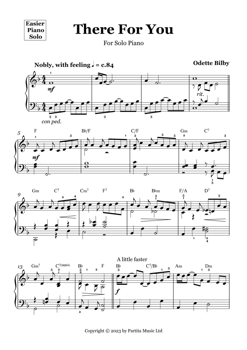 There For You (Simplified Piano Solo Grade 3) image number null