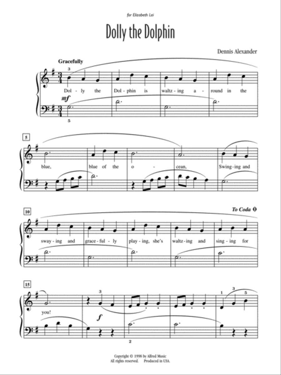 Dolly the Dolphin Dolly the Dolphin Easy Piano scores gallery preview page 2