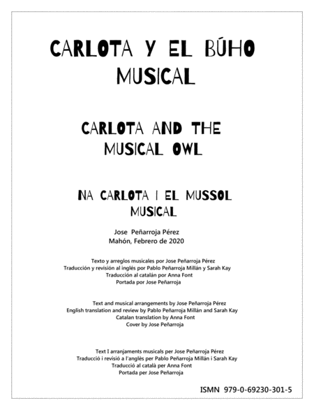 CARLOTA AND THE MUSICAL OWL (Didactic concert for narrator and string quartet) image number null