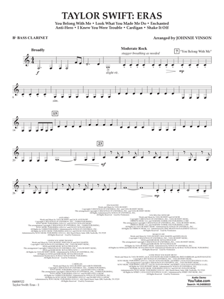 Taylor Swift: Eras (arr. Johnnie Vinson) - Bb Bass Clarinet