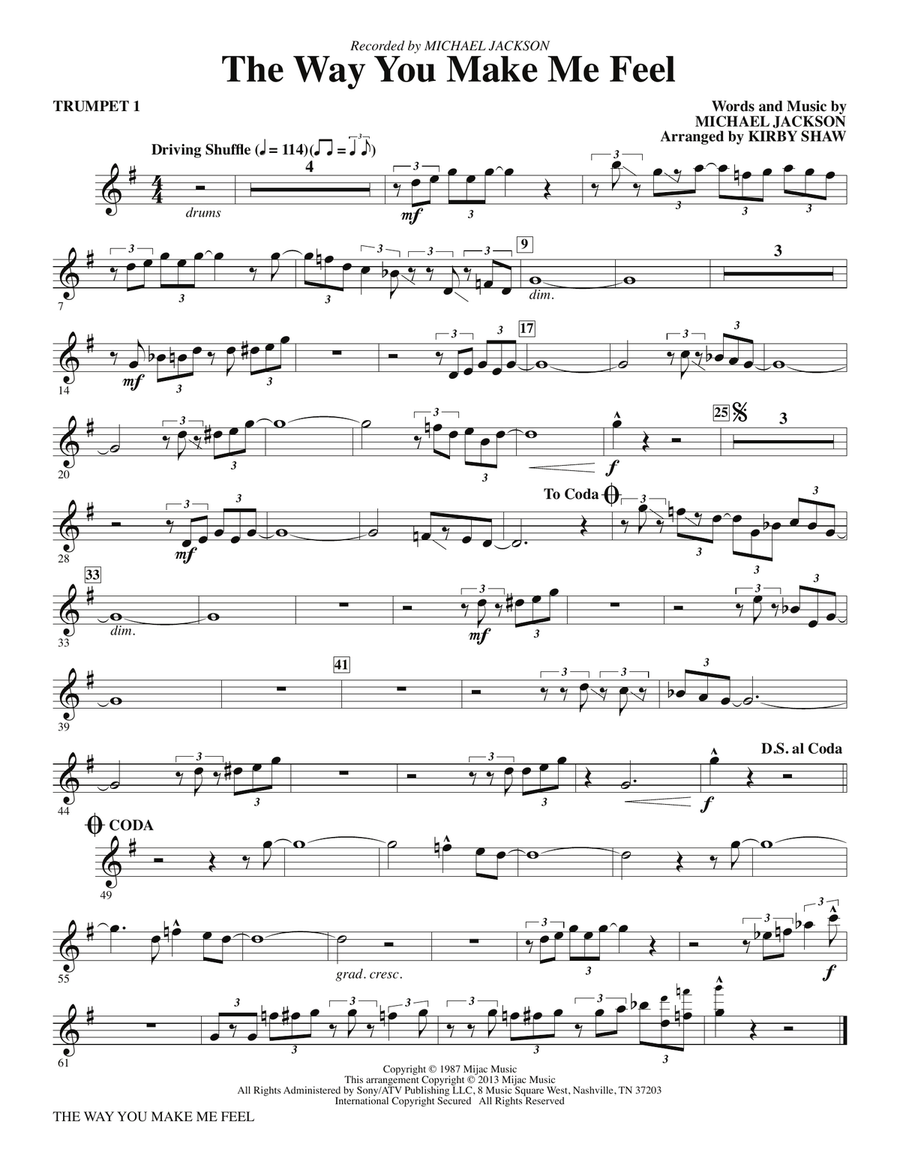 The Way You Make Me Feel - Bb Trumpet 1 Choir scores gallery preview page 1