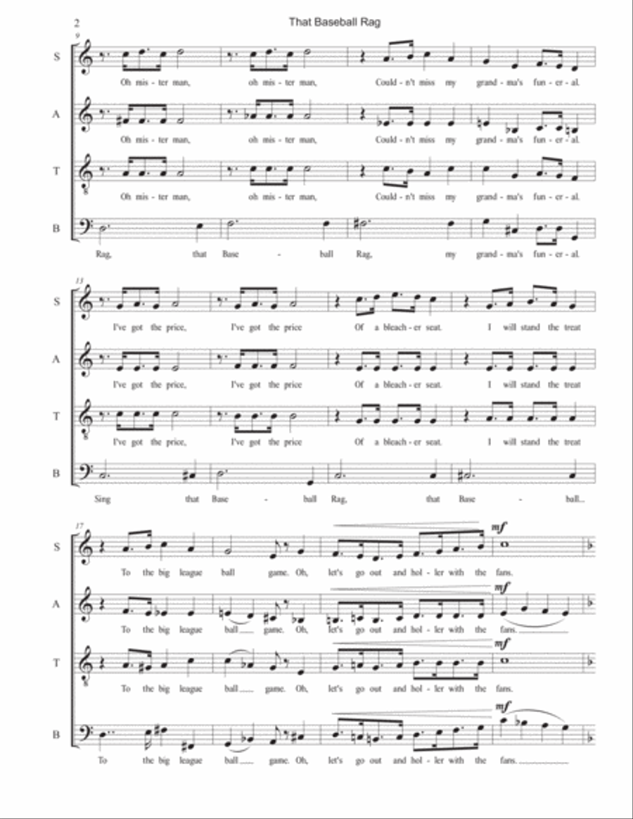 Baseball Songs (Complete Set) 4-Part scores gallery preview page 2