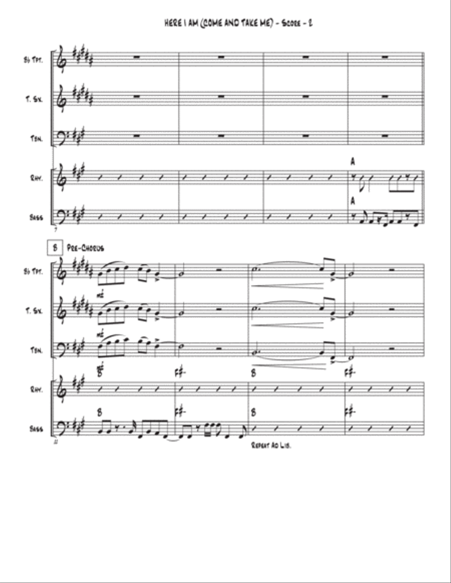 Here I Am, Come And Take Me Tenor Saxophone scores gallery preview page 2