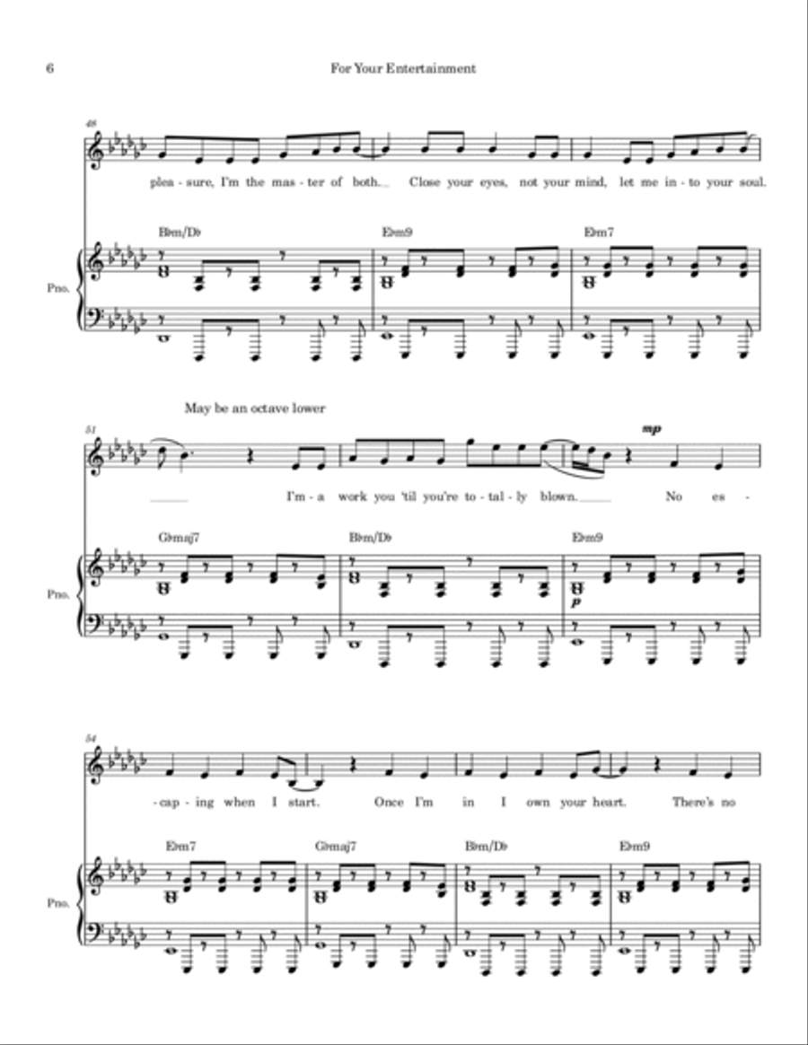 For Your Entertainment Piano, Vocal, Guitar scores gallery preview page 6