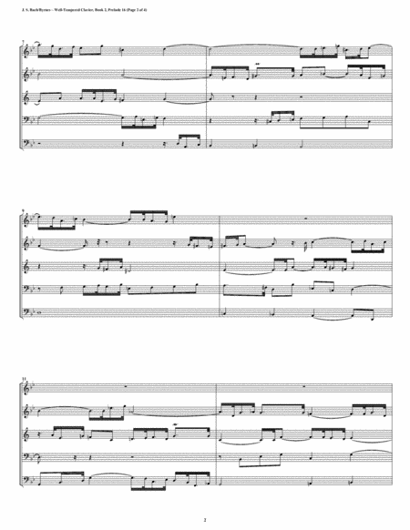 Prelude 16 from Well-Tempered Clavier, Book 2 (Woodwind Quintet) image number null