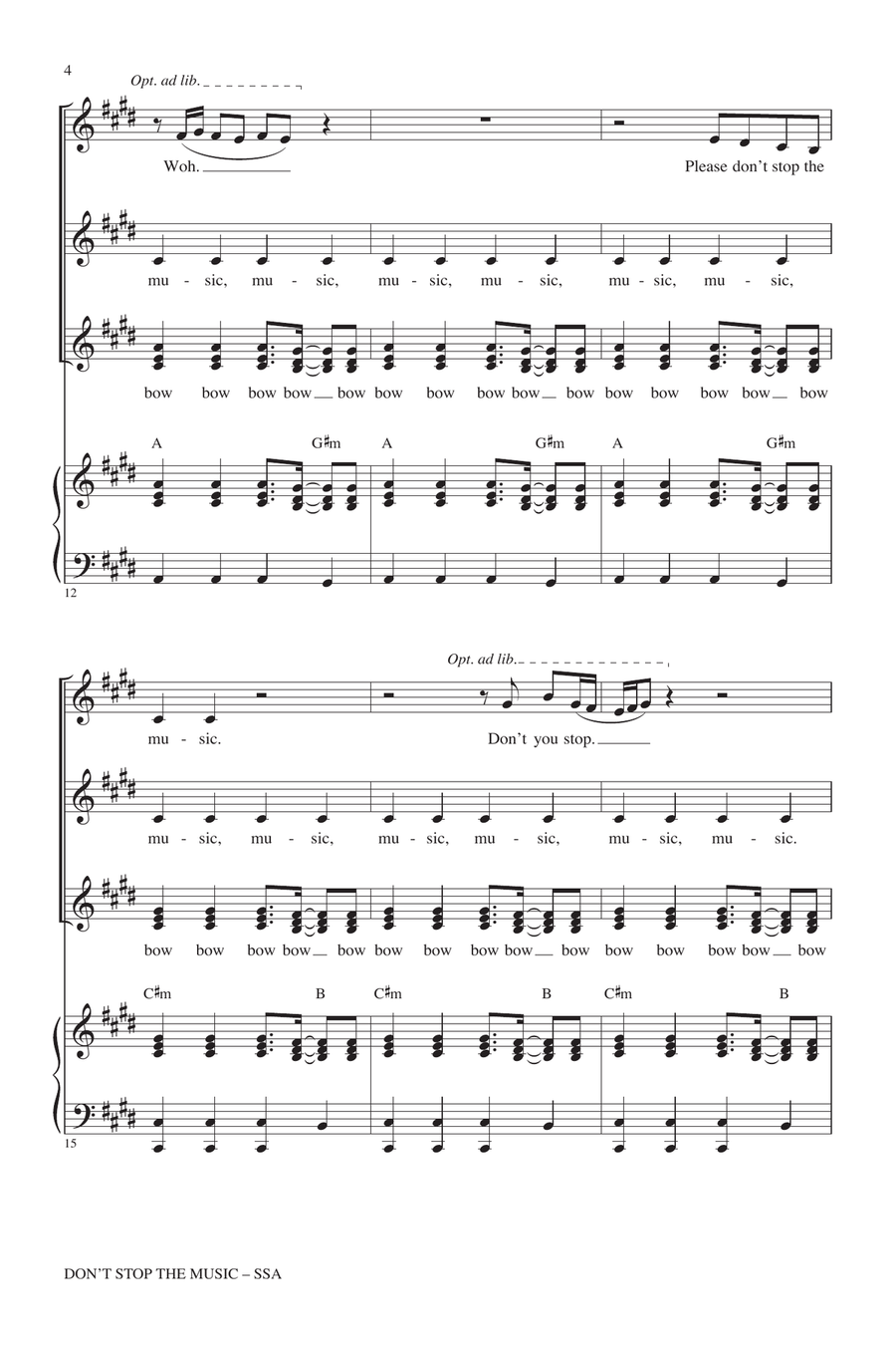 Don't Stop The Music SSA scores gallery preview page 3
