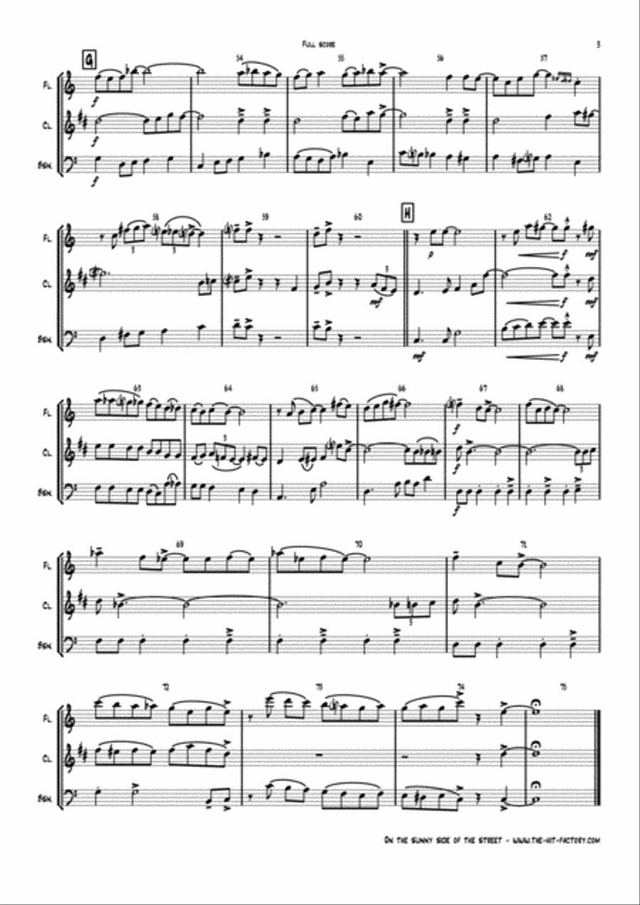 On The Sunny Side Of The Street Woodwind Trio scores gallery preview page 3