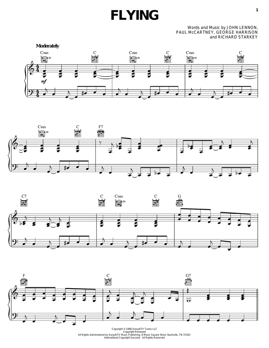 Flying Flying Piano, Vocal, Guitar scores gallery preview page 1