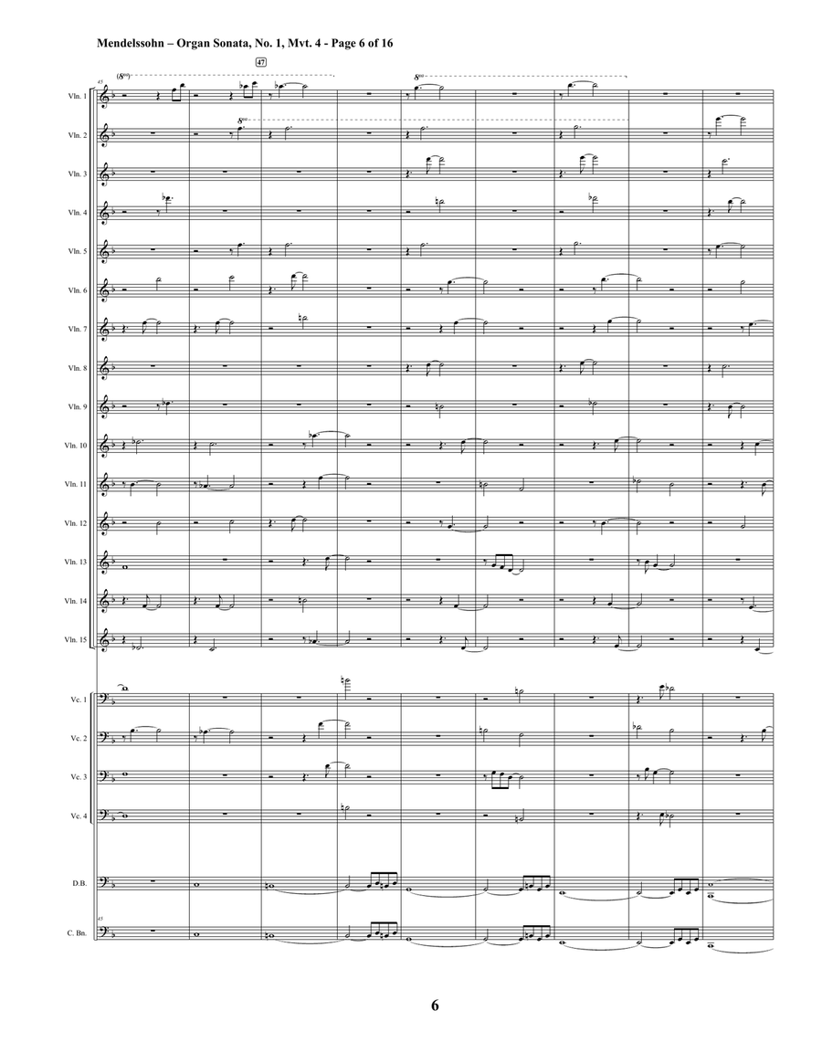 Felix Mendelssohn - Organ Sonata No. 1, Mvt. 4 (String Orchestra) String Orchestra scores gallery preview page 6