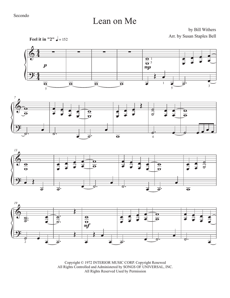 Lean On Me 1 Piano, 4-Hands scores gallery preview page 2