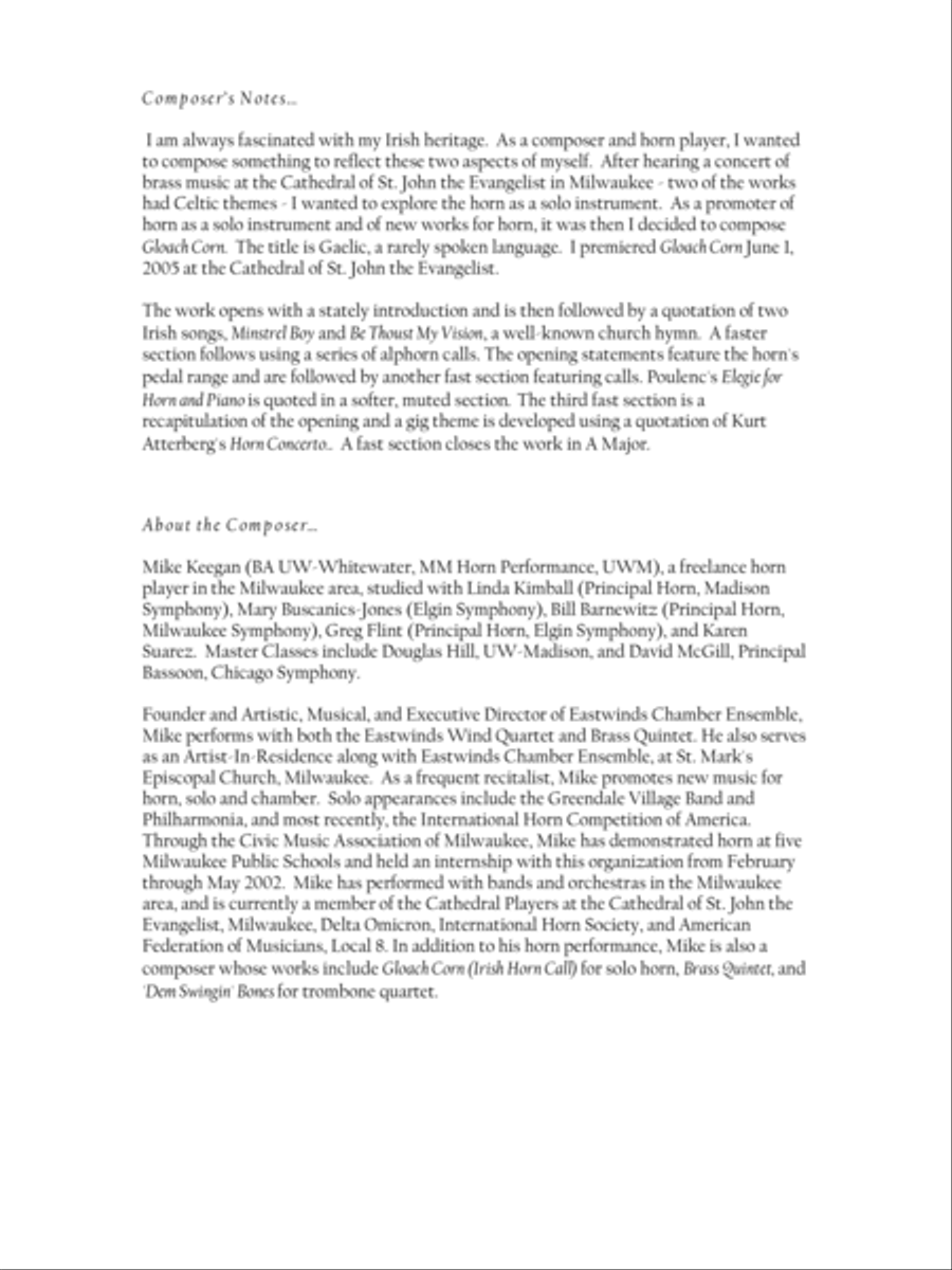 Gloach Corn (Irish Horn Call) Horn Solo scores gallery preview page 2