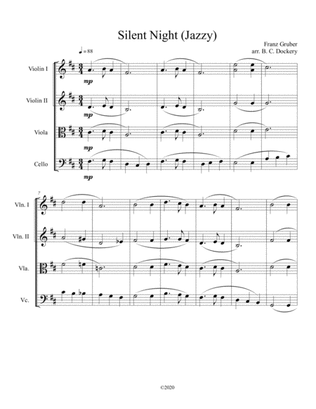 Silent Night (Jazzy) for String Quartet
