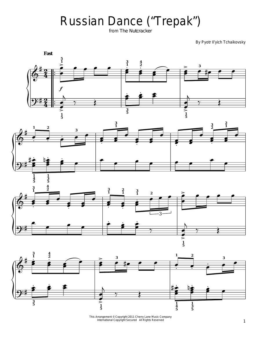 Russian Dance (Trepak) (from The Nutcracker) Voice scores gallery preview page 1