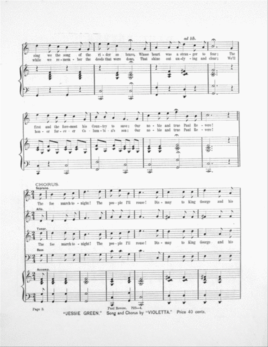 Paul Revere. Song & Chorus Choir scores gallery preview page 3
