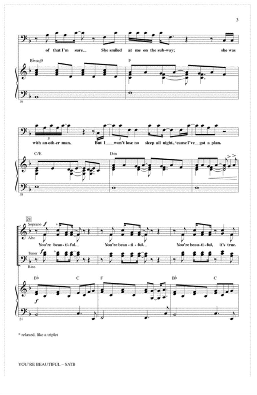 You're Beautiful (arr. Alan Billingsley) 4-Part scores gallery preview page 2