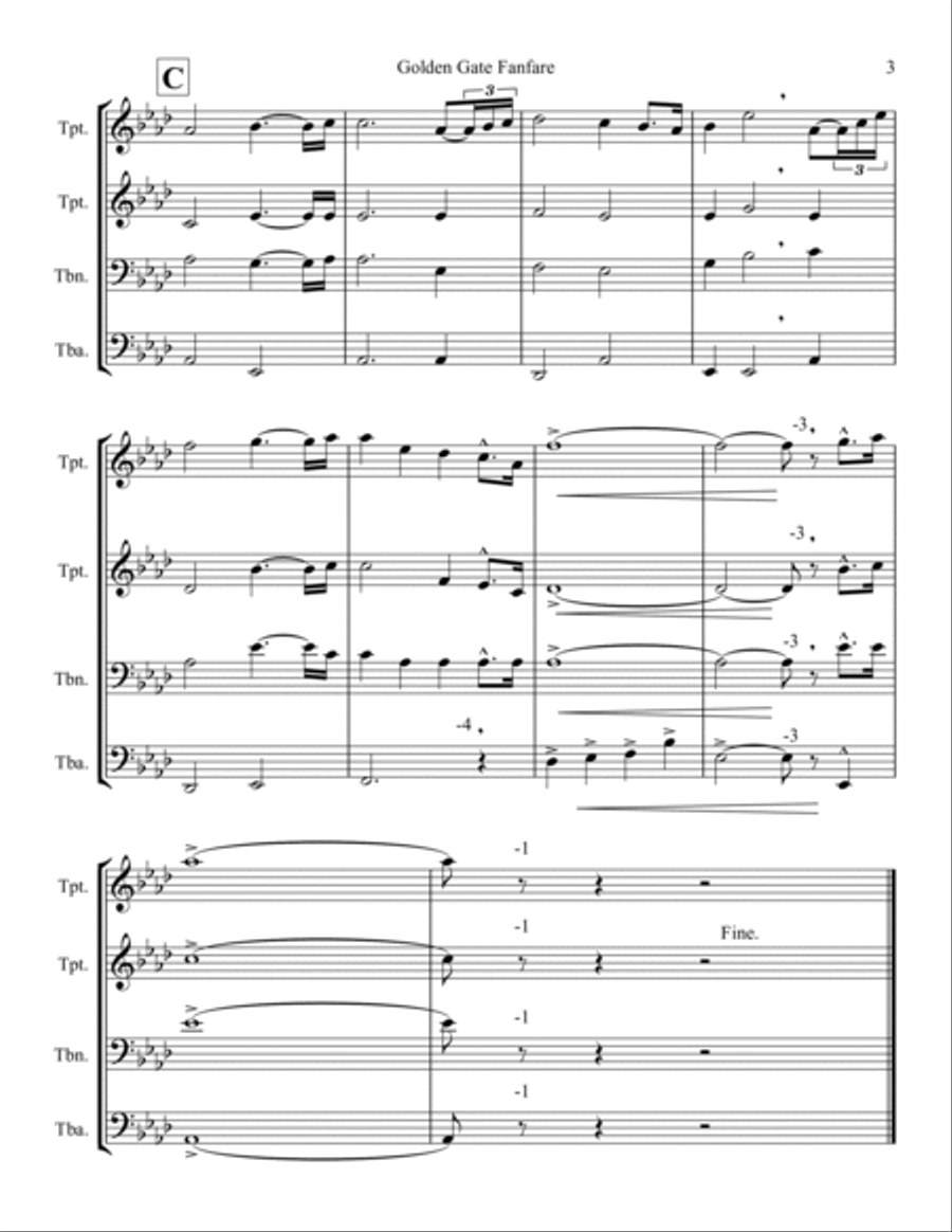 Golden Gate Fanfare - Brass Quartet Version Brass Quartet scores gallery preview page 3