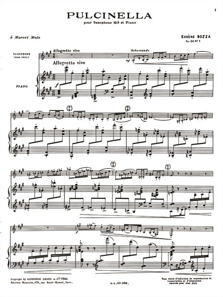Pulcinella - Saxophone Mib Et Piano