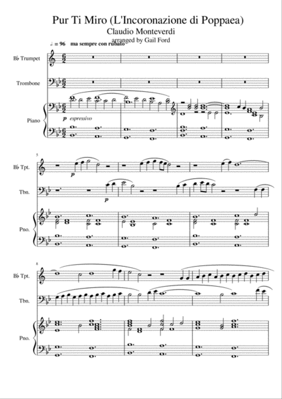 Pur Ti Muro Brass Duet scores gallery preview page 1