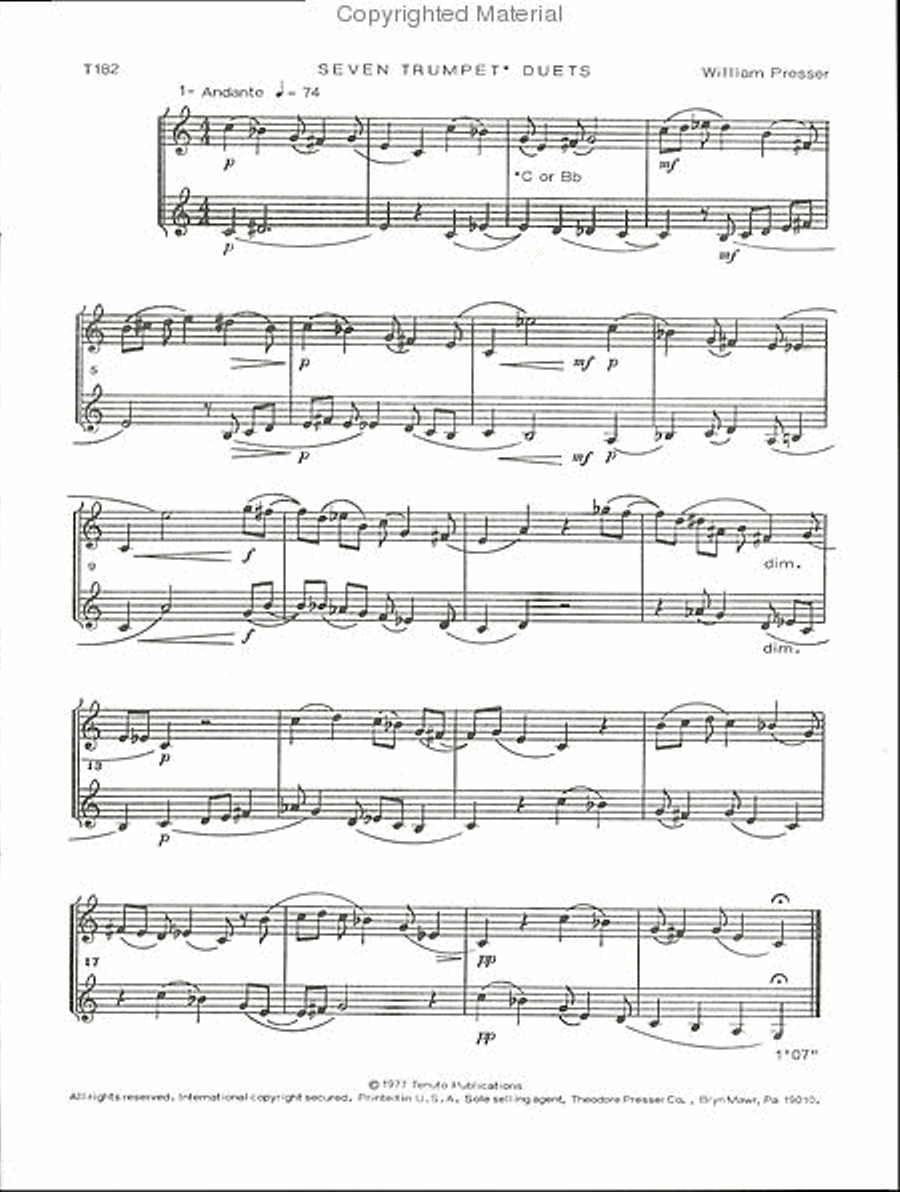7 Trumpet Duets 7 Trumpet Duets Trumpet Duet scores gallery preview page 2