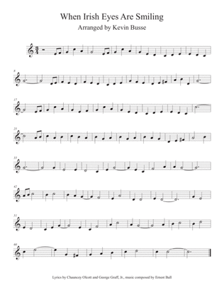 Book cover for When Irish Eyes Are Smiling (Easy key of C) - Violin