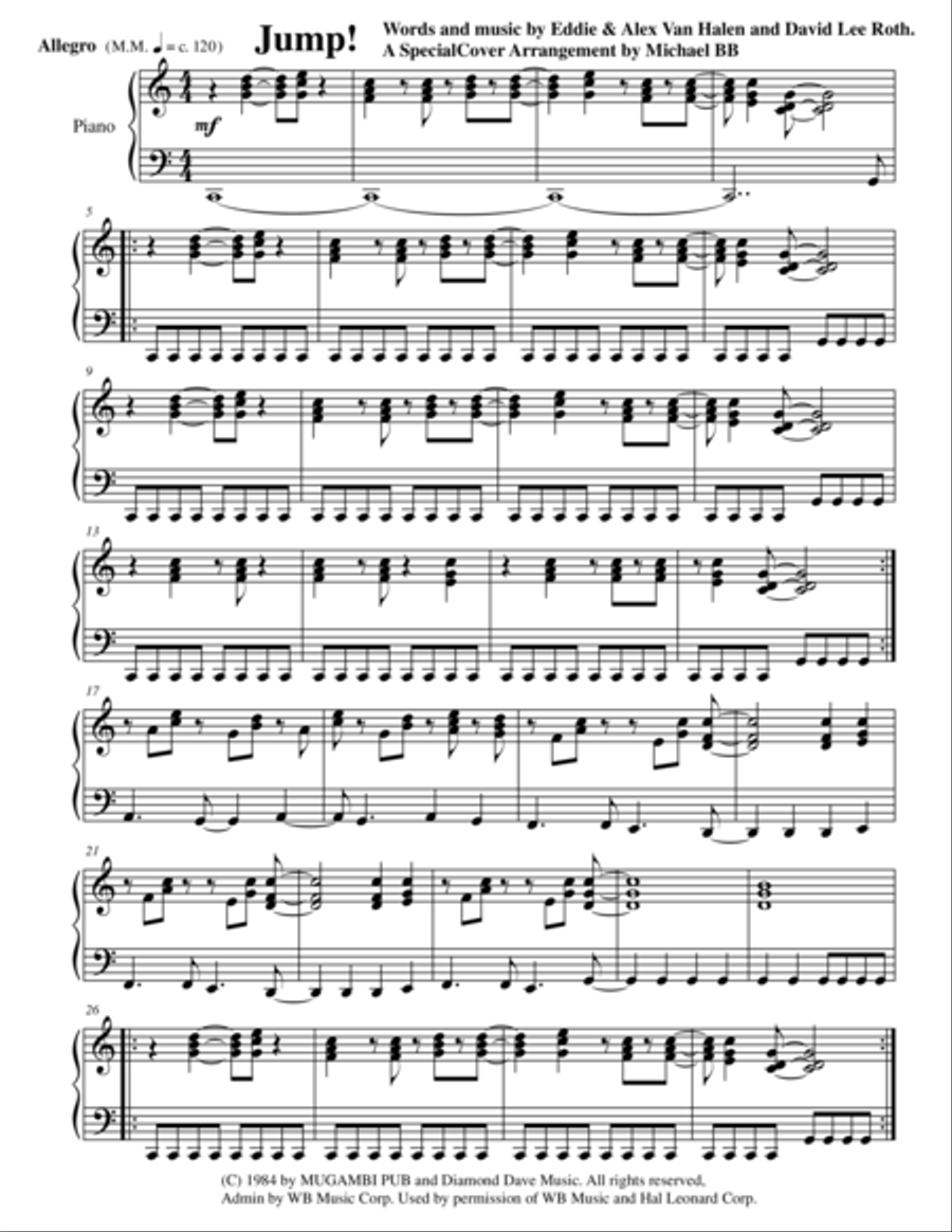 Jump Piano Solo scores gallery preview page 1