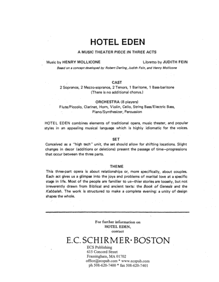 Hotel Eden (Piano/Vocal Score)