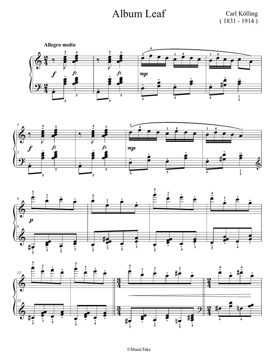 Kolling Album Leaf Easy Piano scores gallery preview page 1