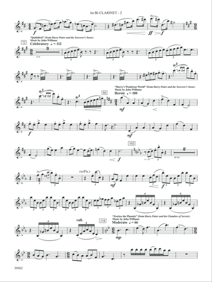 The Complete Harry Potter: 1st B-flat Clarinet Concert Band scores gallery preview page 2