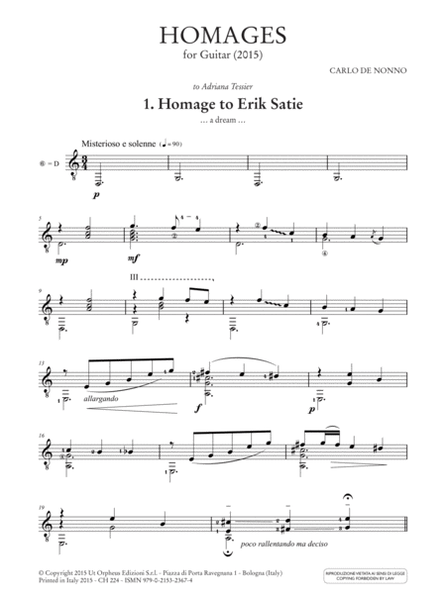 Homages for Guitar Solo (2015)