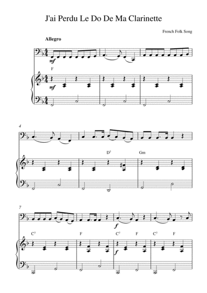 J'ai Perdu Le Do De Ma Clarinette (bassoon solo and piano accompaniment) image number null