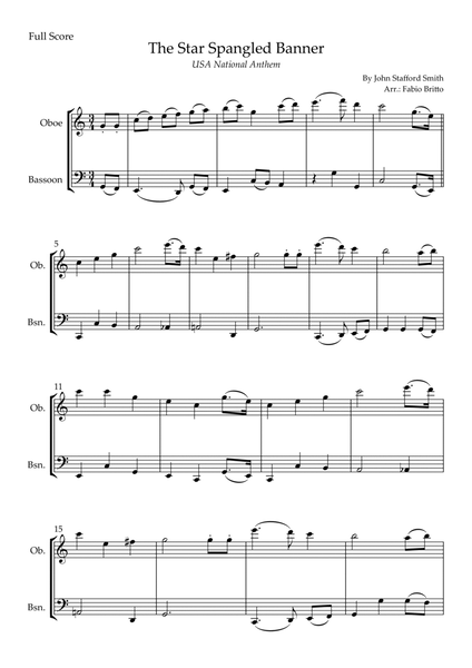 The Star Spangled Banner (USA National Anthem) for Oboe & Bassoon Duo image number null
