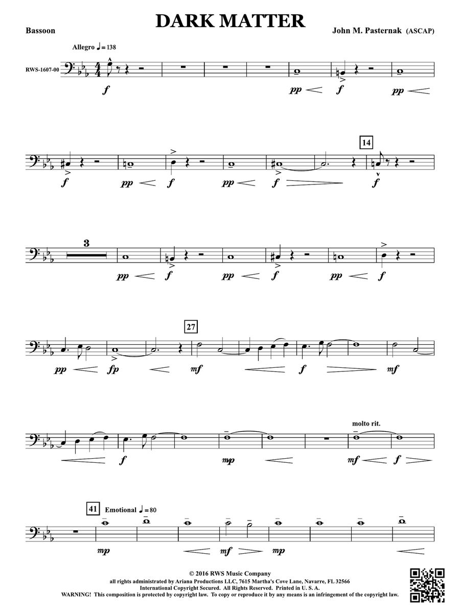 Dark Matter: Bassoon Bassoon scores gallery preview page 1