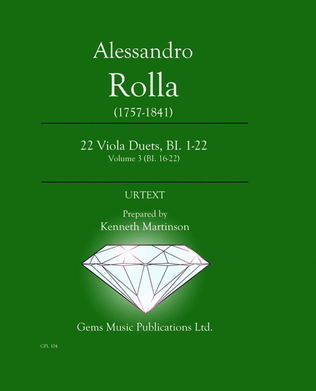 Book cover for 22 Viola Duets, BI. 1-22 Volume 3 (BI. 16-22)