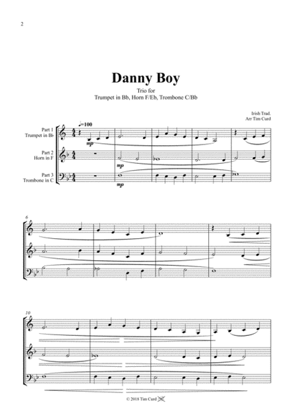 Danny Boy. Trio for Trumpet, Horn and Trombone image number null