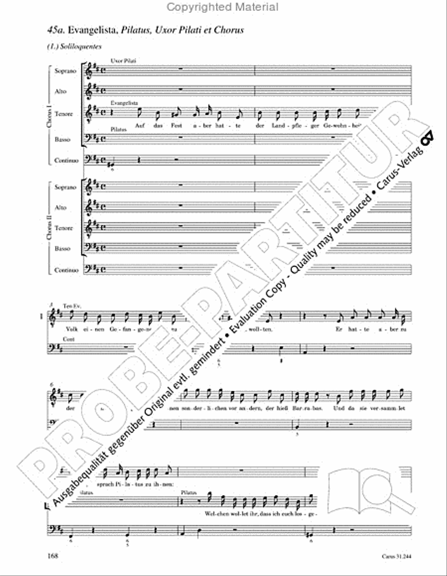 St. Matthew Passion (Matthaus-Passion) 4-Part scores gallery preview page 170