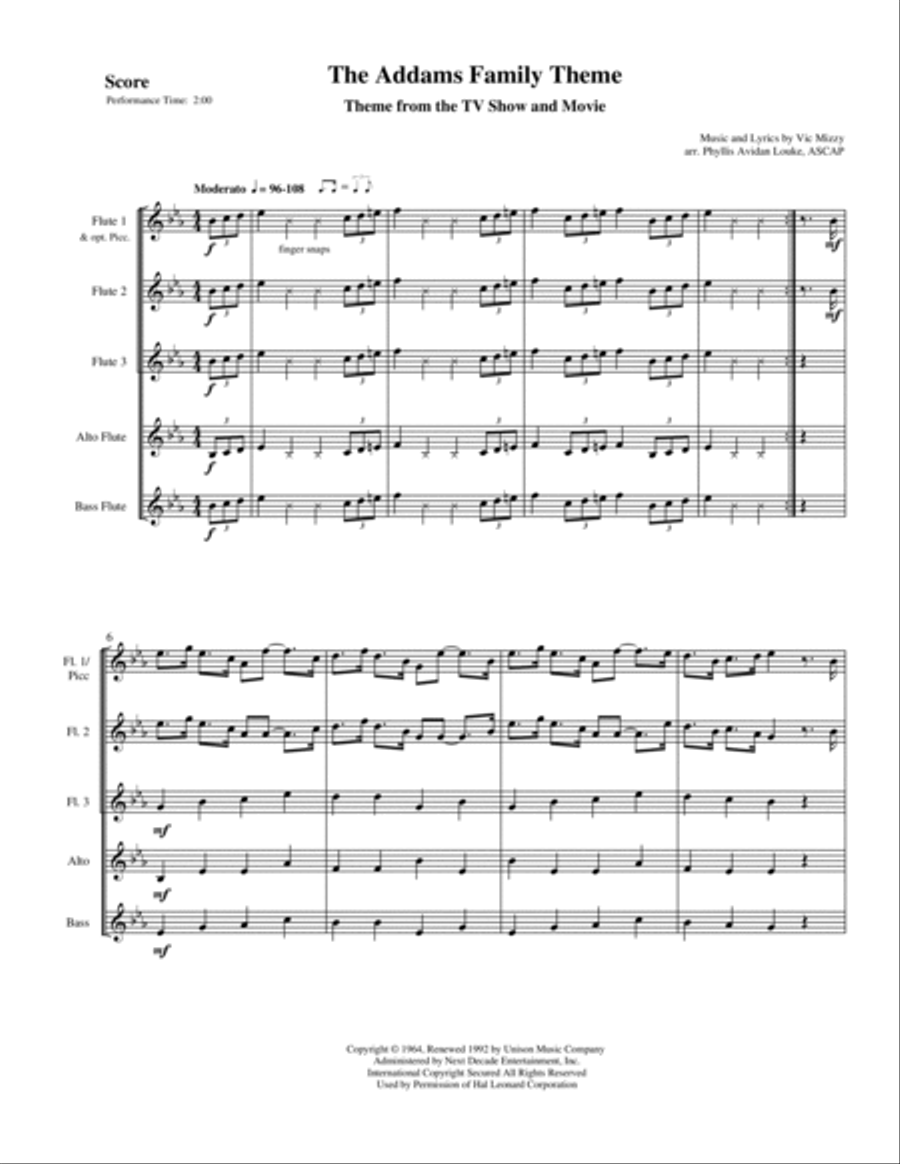 The Addams Family Theme Woodwind Ensemble scores gallery preview page 5