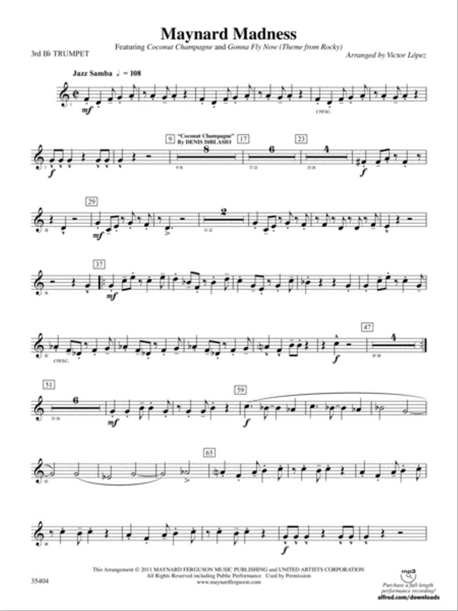 Maynard Madness: 3rd B-flat Trumpet Concert Band scores gallery preview page 1