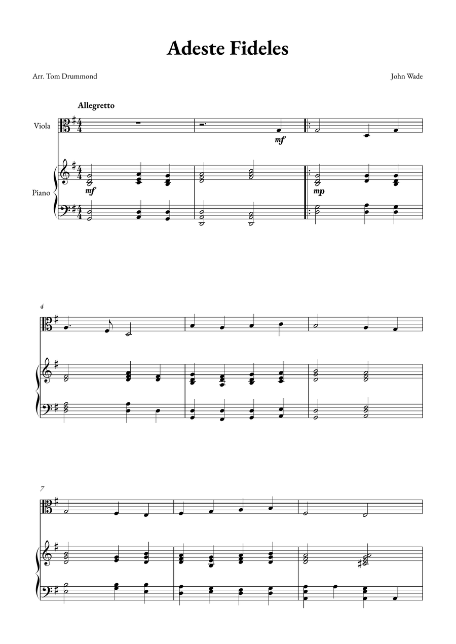 Adeste Fidelis Viola scores gallery preview page 1
