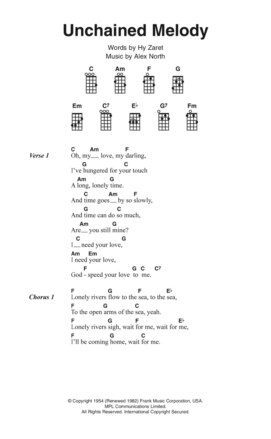 Unchained Melody Ukulele scores gallery preview page 1