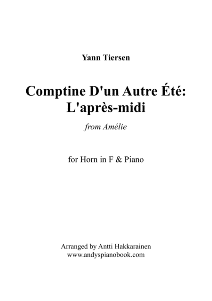 Comptine D'un Autre Été: L'après-midi Horn scores gallery preview page 1