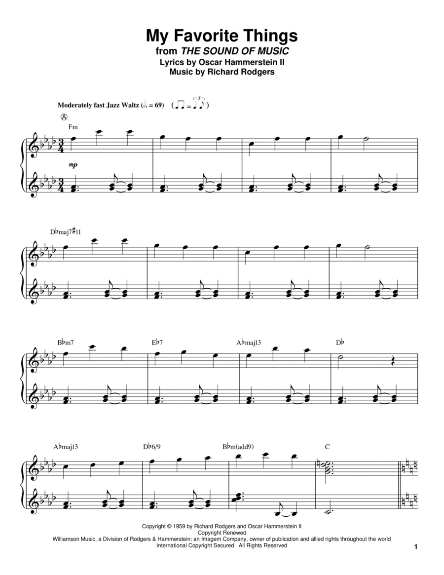 My Favorite Things Piano scores gallery preview page 1